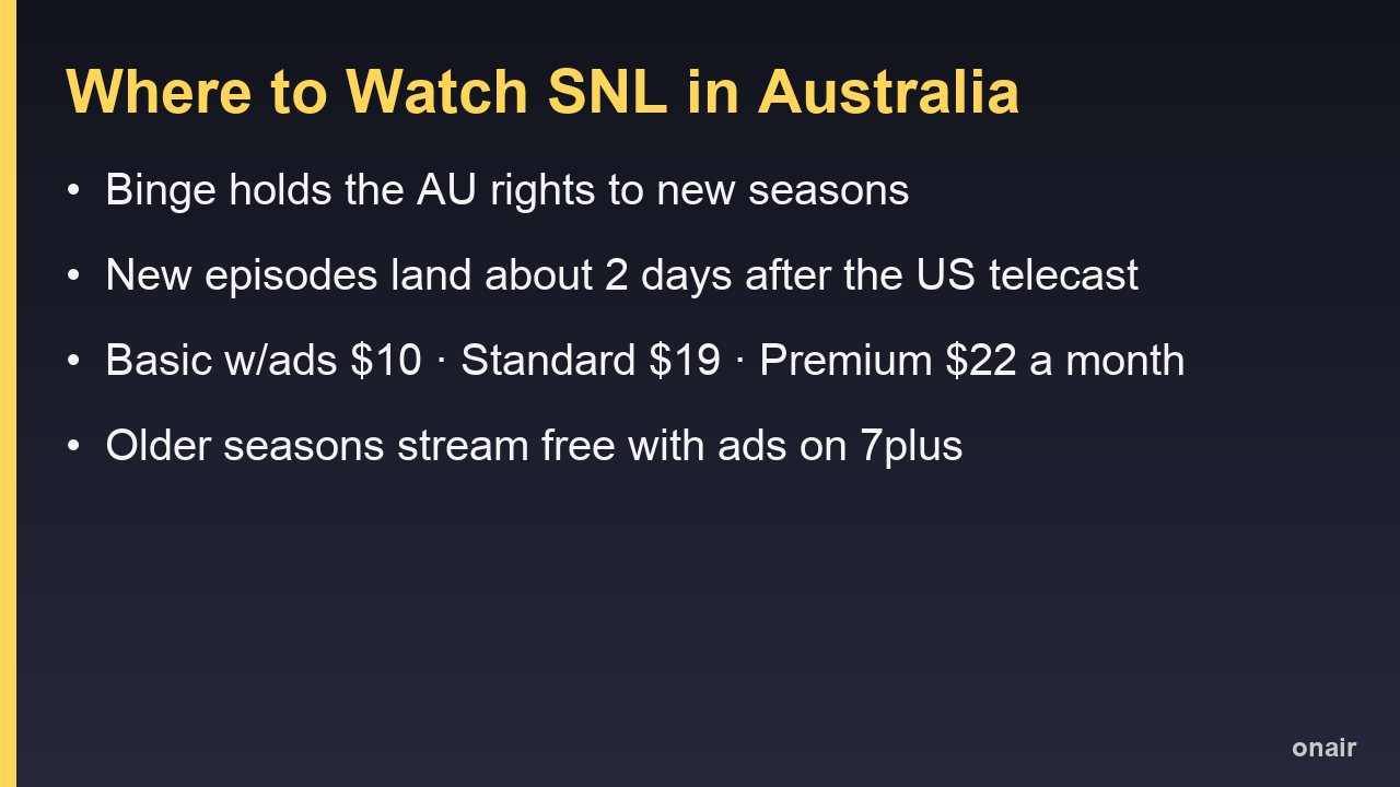 Where to watch Saturday Night Live in Australia: Binge pricing and how far behind the US it runs